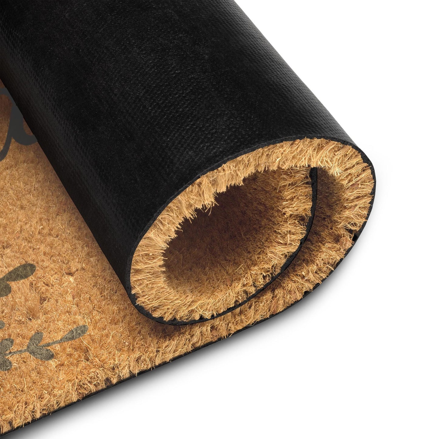 Coir Doormat: Come Back With a Warrant, Floral Accent, 24"x16"