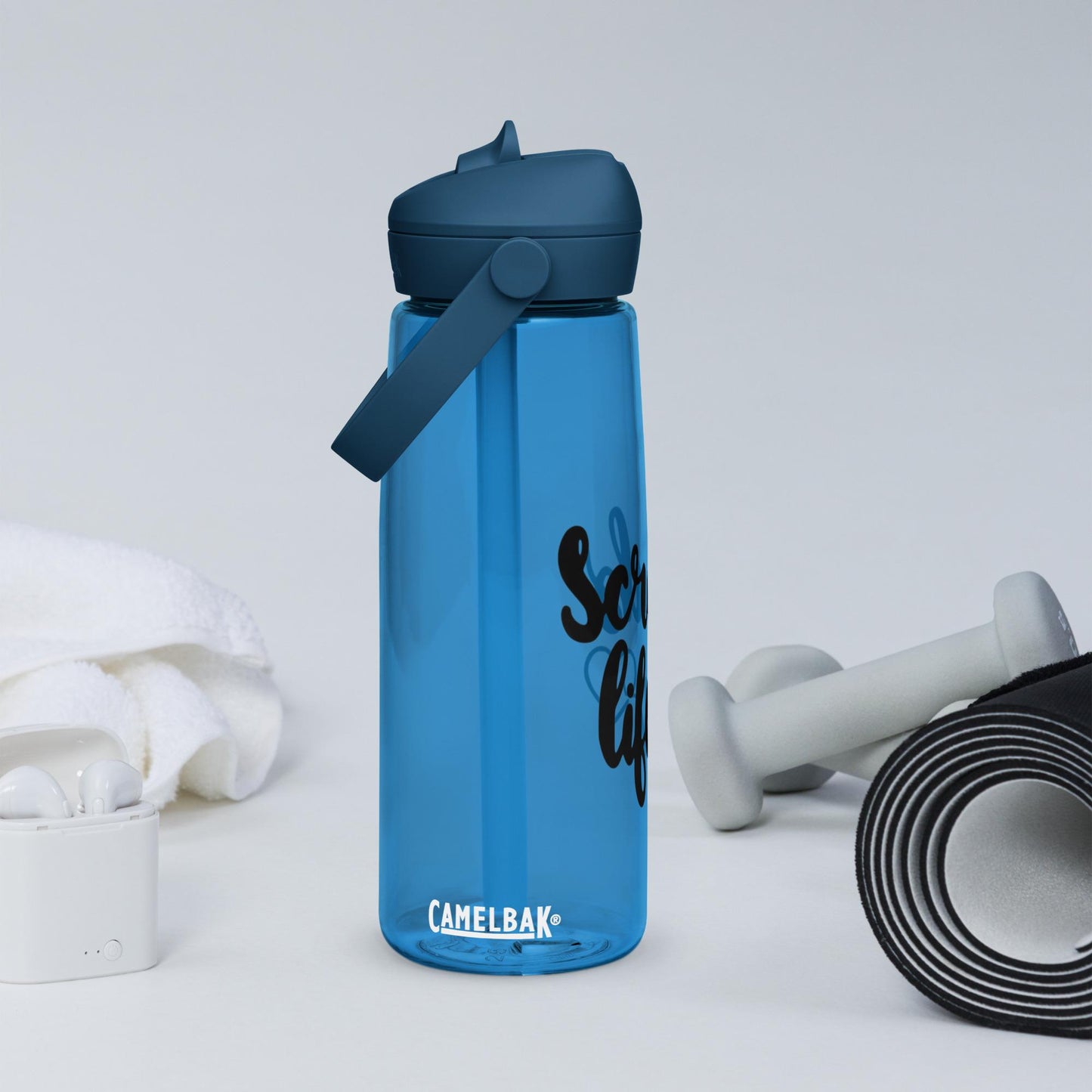 Flip straw water bottle