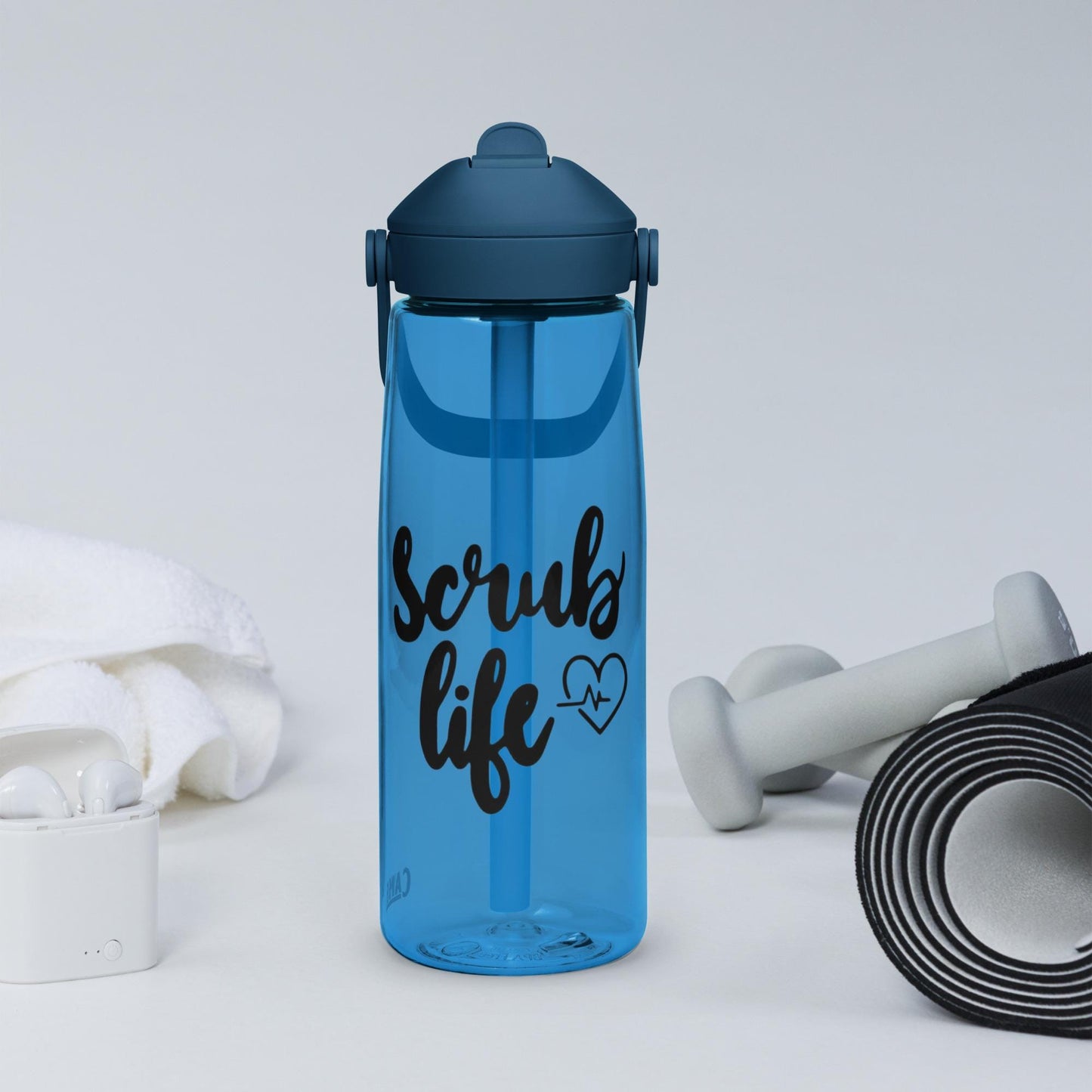 Flip straw water bottle